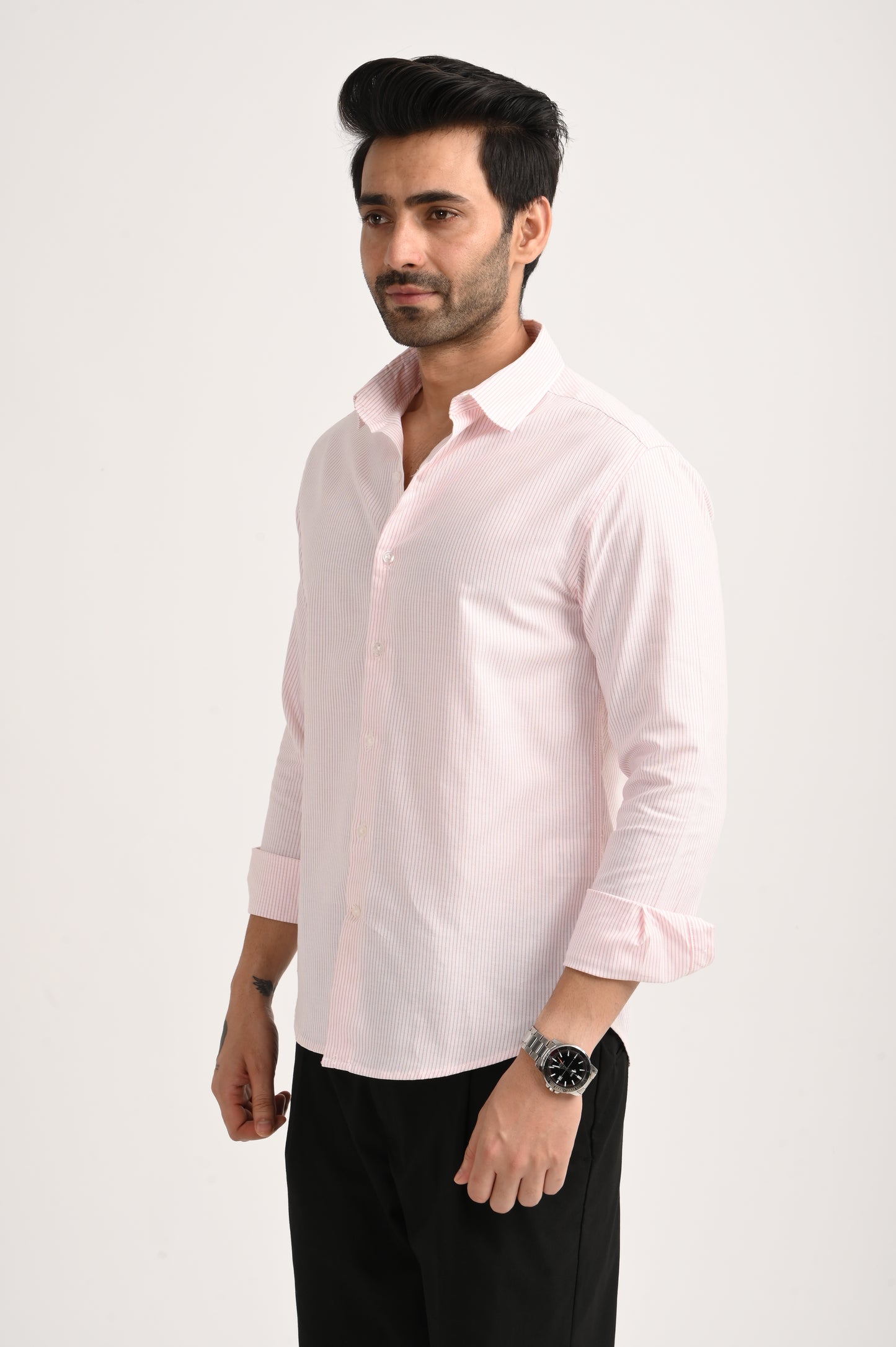 DLAZY MEN ORANGE STRIPES REGULARLY FIT SHIRT