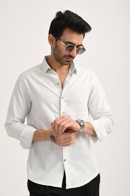 DLAZY MEN GREEN STRIPES REGULARLY FIT SHIRT