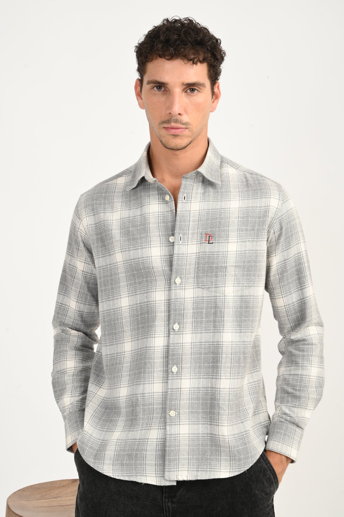 Dlazy Slate Grey Checked Casual Shirt.
