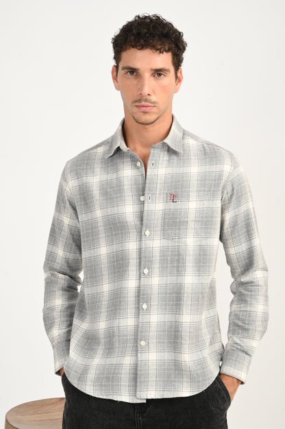 Dlazy Slate Grey Checked Casual Shirt.