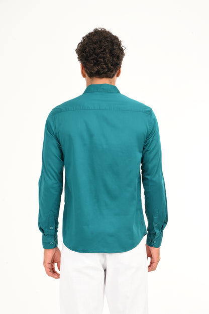 DLAZY TEAL GREEN PLAIN  SATIN SHIRT…