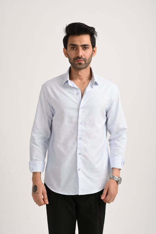 DLAZY MEN BLUE STRIPES REGULARLY FIT SHIRT