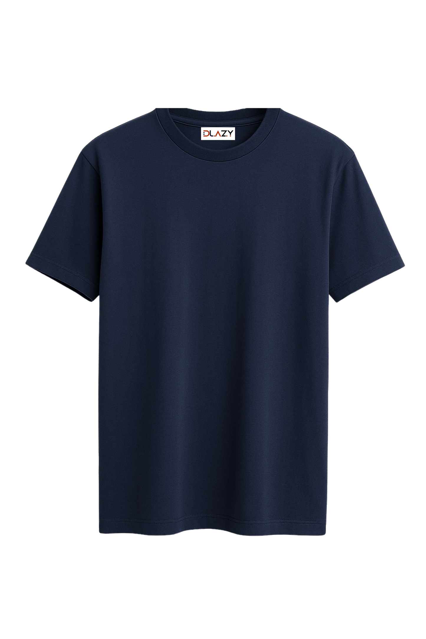 DLAZY NAVY BLUE: Regular fit 210 gsm premium cotton plain T-shirt