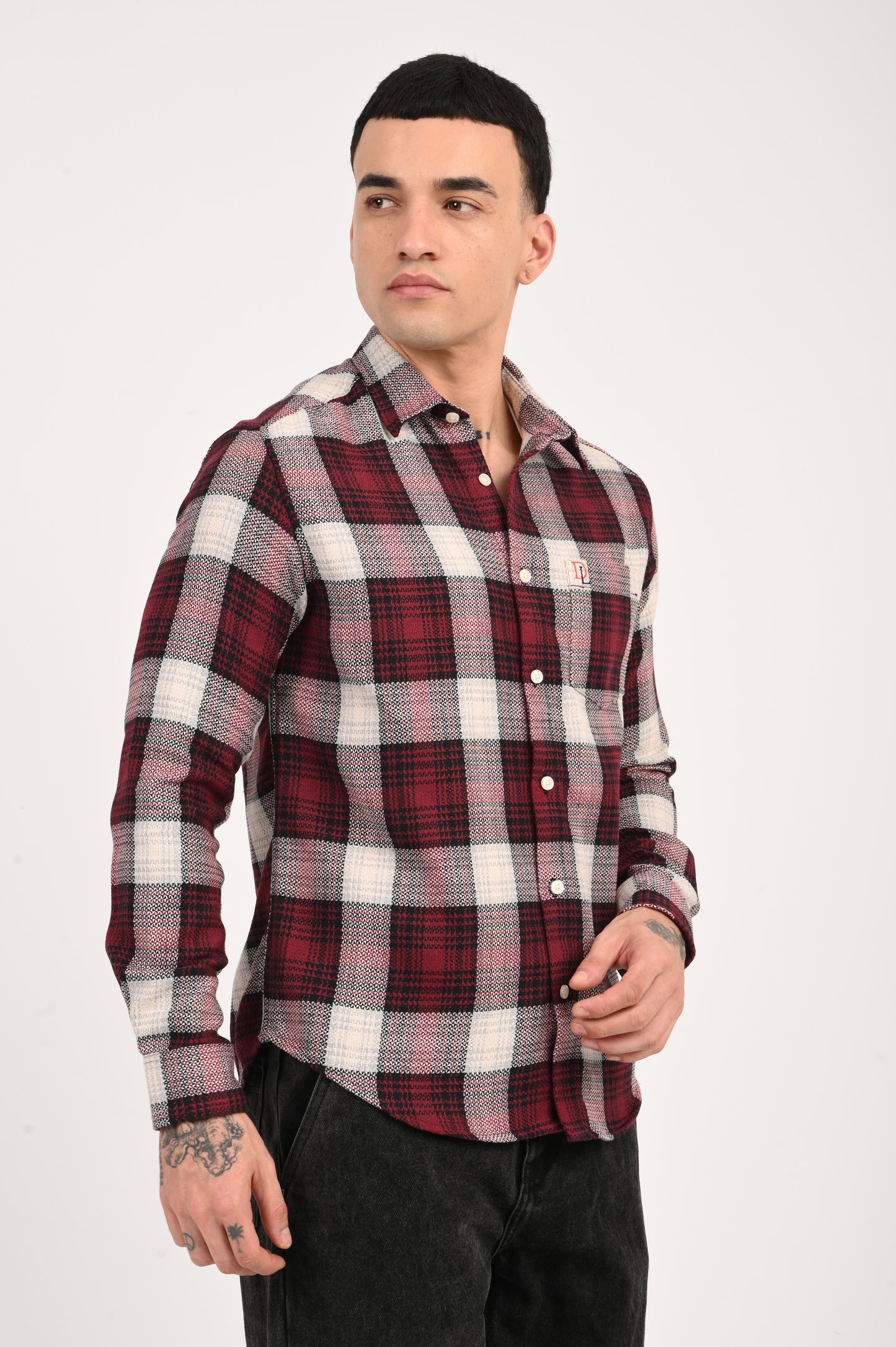 Dlazy men Wine Plaid shirt…