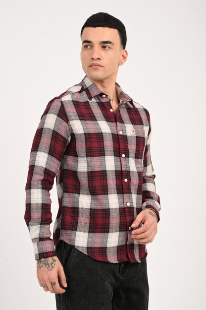 Dlazy men Wine Plaid shirt…