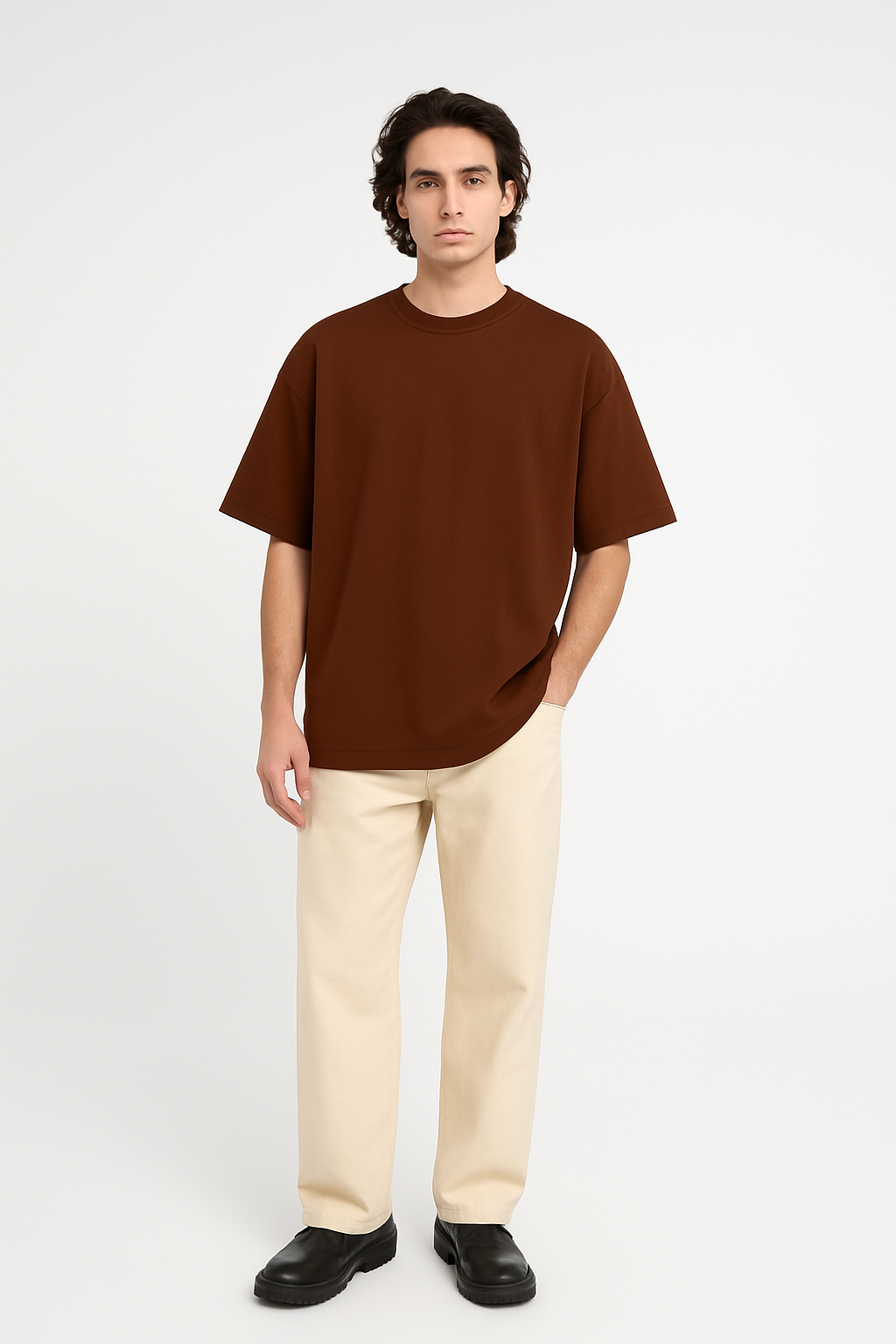 DLAZY PLAIN BROWN OVERSIZED T-SHIRT