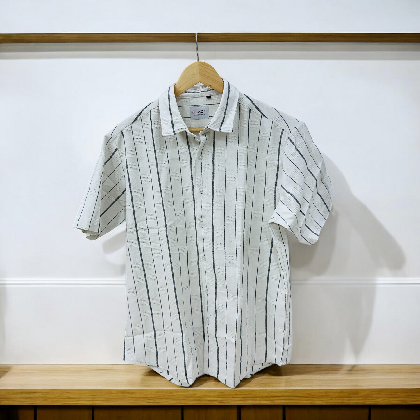 DLAZY WHITE- Regular fit half sleeve shirt