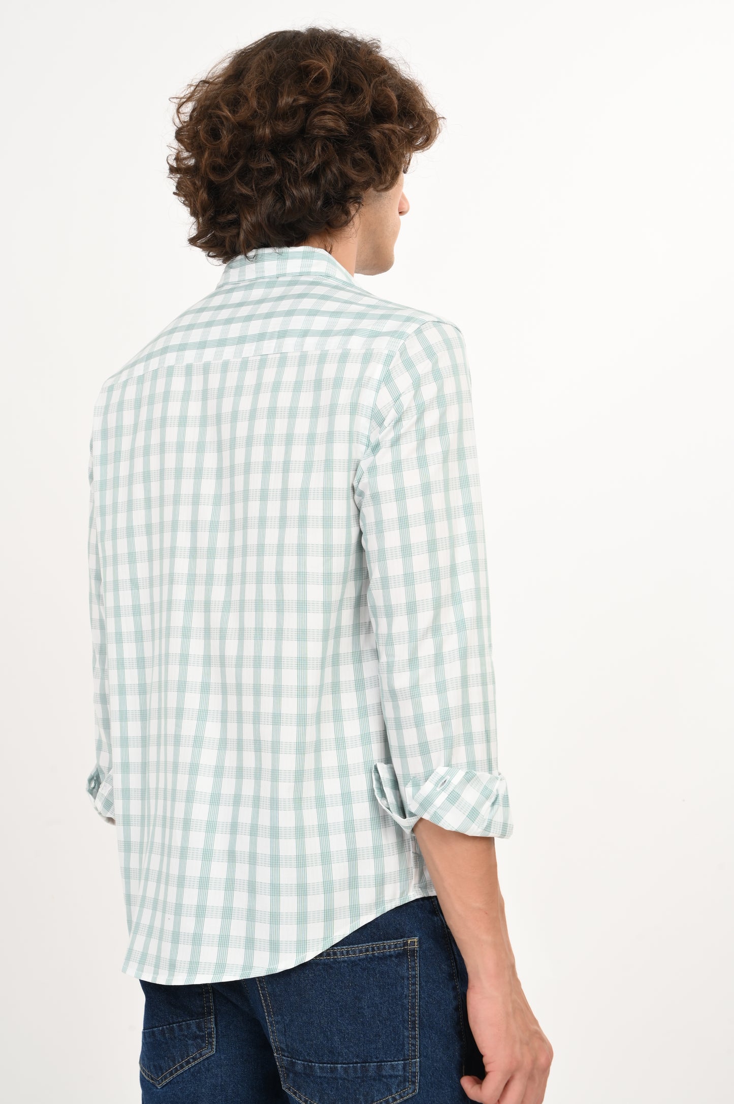 DLAZY MINT GRID DOBBY CHECKS SHIRT