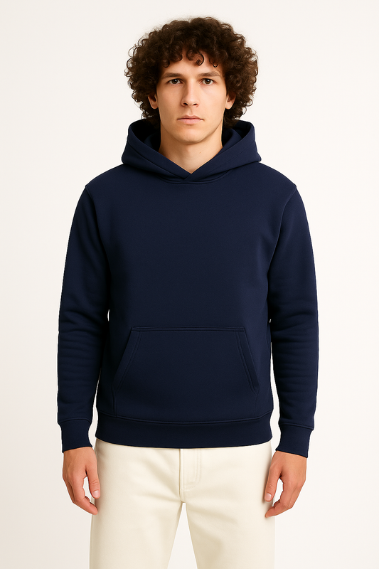 DLAZY NAVY BLUE PLAIN 330 GSM HODDIE