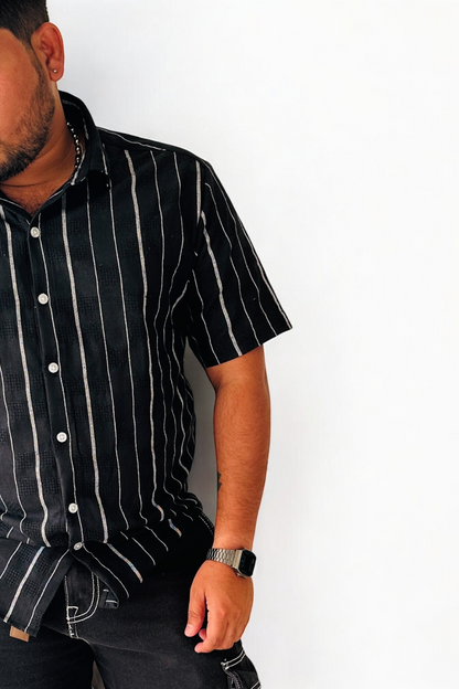 DLAZY BLACK- Regular fit half sleeve shirt