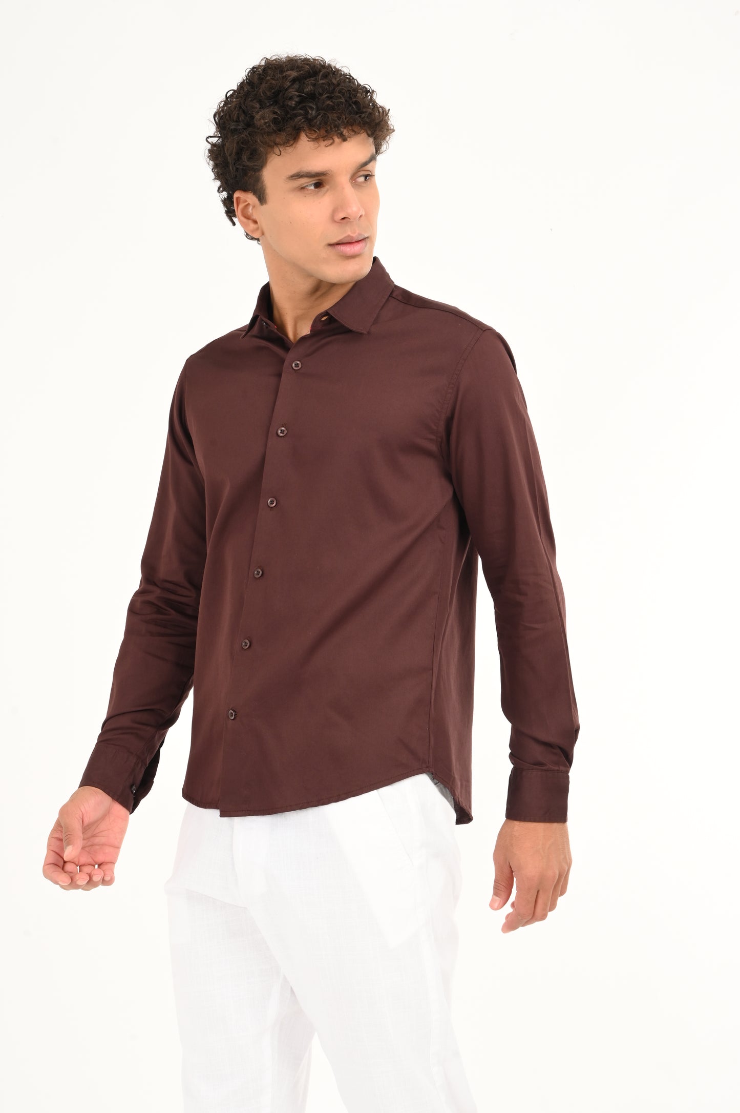 DLAZY BROWN PLAIN  SATIN SHIRT…