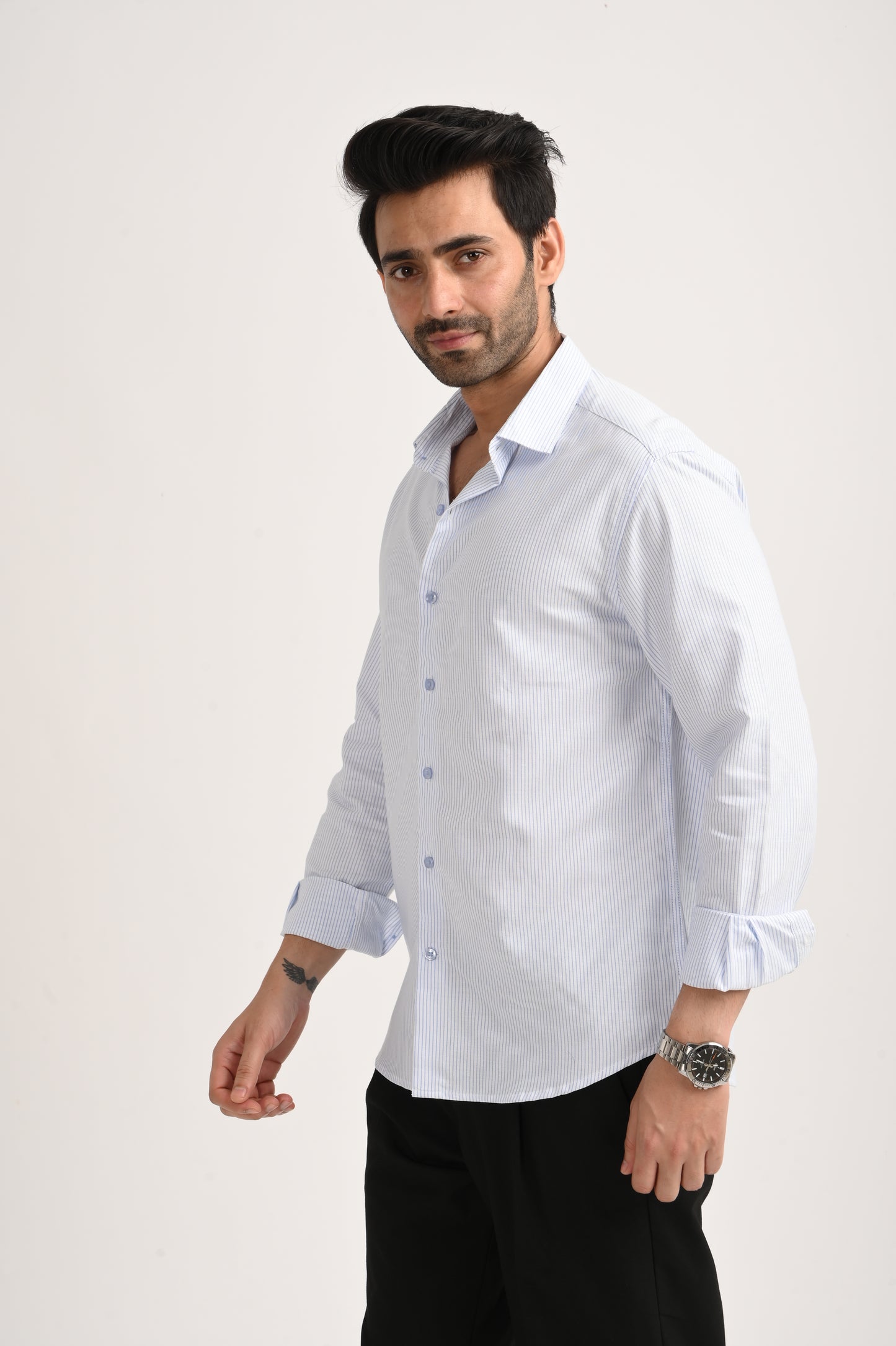 DLAZY MEN BLUE STRIPES REGULARLY FIT SHIRT