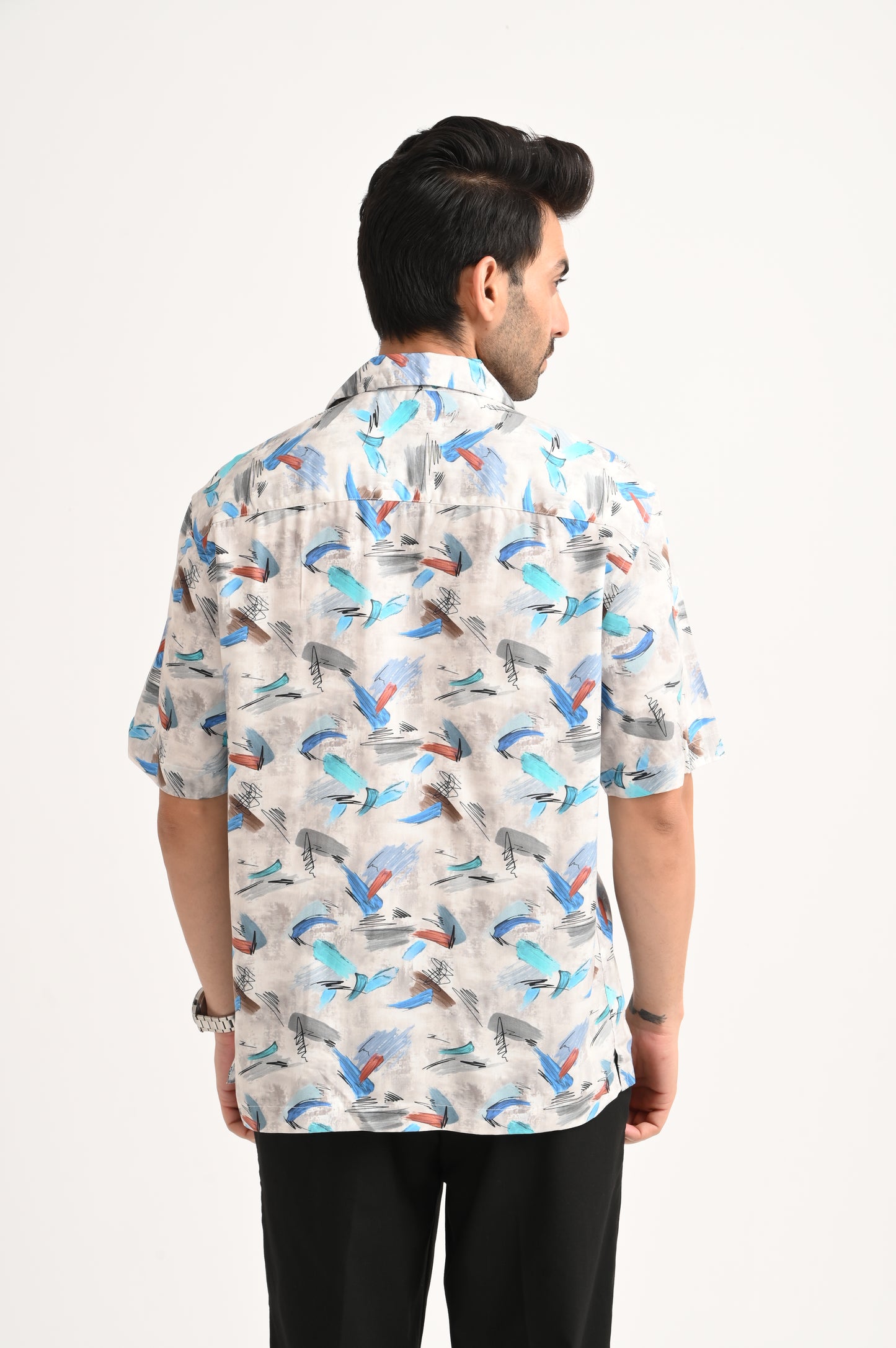 DLAZY BLUE PRINTED HALF SLEEVE SHIRT