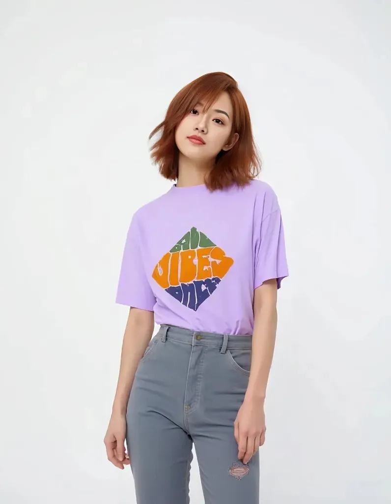 DLAZY LAVENDER PRINTED: Loose fit 240 gsm premium cotton T-shirt