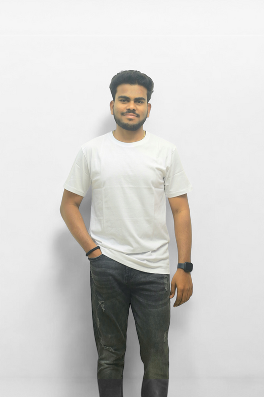 DLAZY WHITE : Regular fit 210 gsm premium cotton plain T-shirt