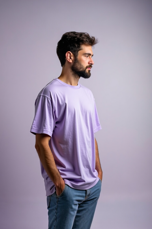 LAVENDER: Oversized 240gsm premium cotton plain T-shirt