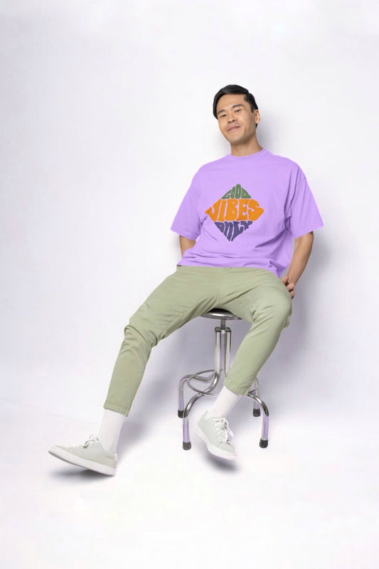 DLAZY LAVENDER PRINTED: Loose fit 240 gsm premium cotton T-shirt