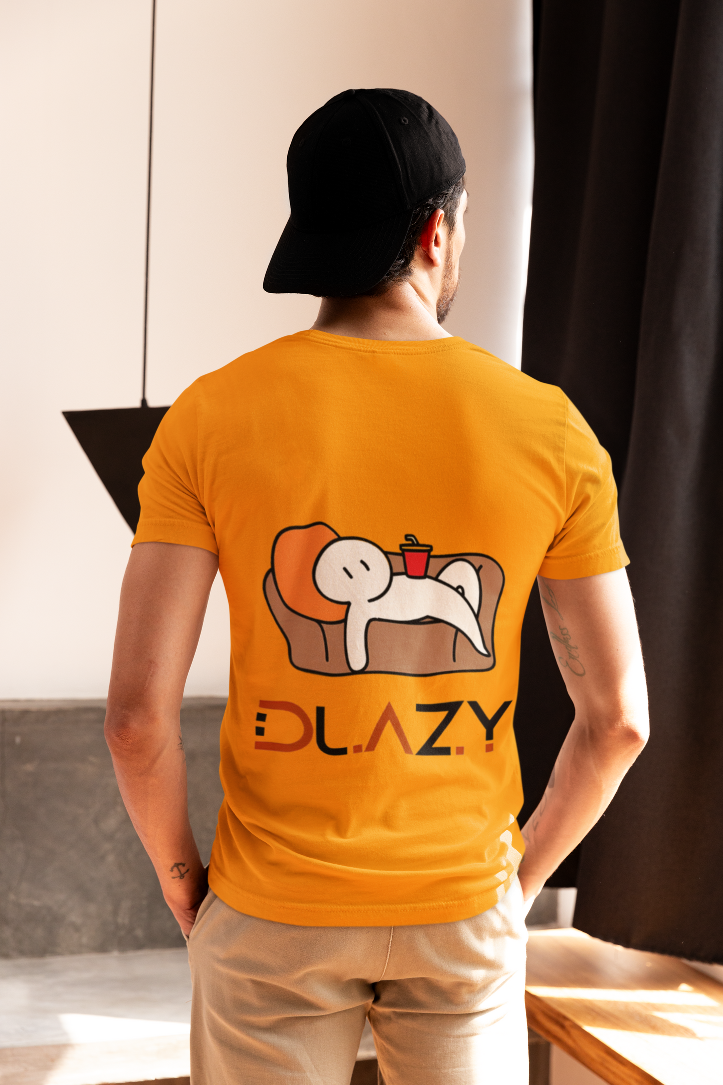 DLAZY MUSTARD DLAZY: Regular fit 210 GSM Premium Cotton T-Shirt