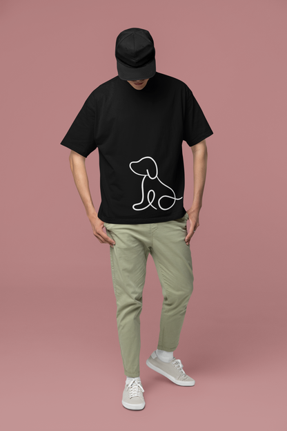 DLAZY BLACK DOG: Oversized 240 GSM Premium Cotton T-Shirt